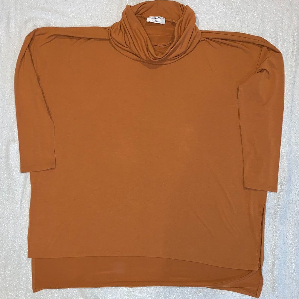 Zenana cowl-neck very soft rust tunic L.